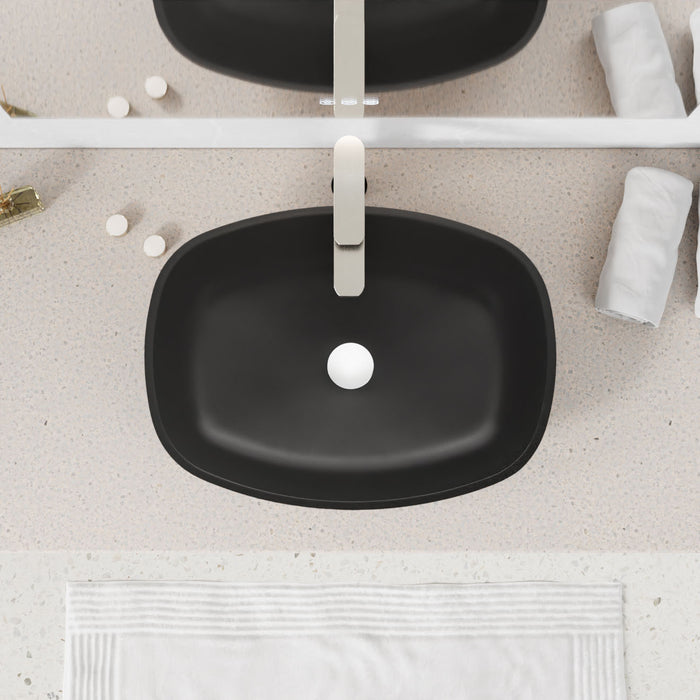 ANZZI LS-AZ913MB Ariadne Rectangle Glass Vessel Bathroom Sink with Matte Black Finish