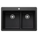 Blanco 443210 Liven SILGRANIT 33" 60/40 Double Bowl Dual Mount Kitchen Sink with Low Divide - Coal Black