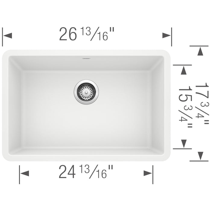 Blanco 522429 Precis SILGRANIT 27" Single Bowl Undermount Kitchen Sink - White