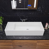 ALFI Brand AB39TR 39" White Above Mount Fireclay Bathroom Trough Sink