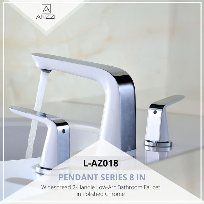 ANZZI L-AZ018 Pendant Series 8" Widespread 2-Handle Low-Arc Bathroom Faucet in Polished Chrome