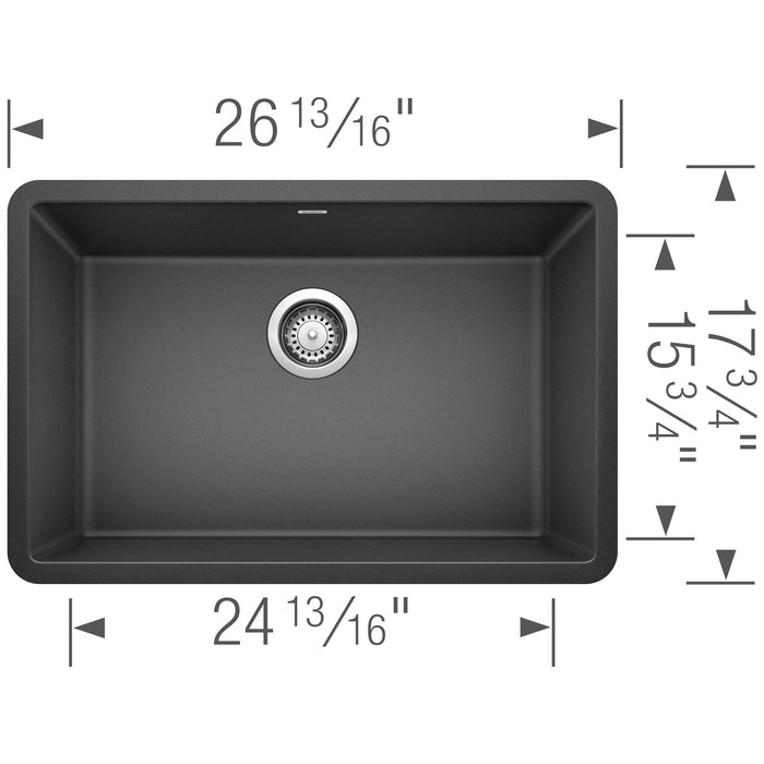 Blanco 522259 Precis SILGRANIT 27" Single Bowl Undermount Kitchen Sink - Anthracite