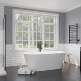 ANZZI FT-AZ8416 Bellentin 5.1 ft. Solid Surface Center Drain Freestanding Bathtub in Matte White