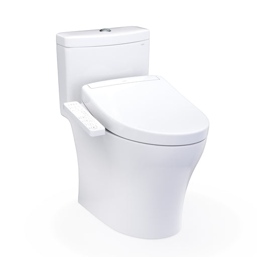 TOTO Washlet+ Aquia IV Cube Two-Piece Elongated Dual Flush 1.28 and 0.9 GPF Toilet with S2 Bidet Seat, Cotton White - MW4363346CEMFGN#01