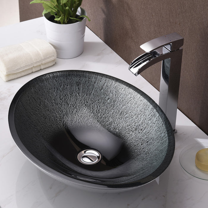 ANZZI LS-AZ035 Onyx Series Vessel Sink in Black
