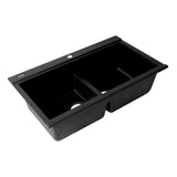 ALFI Brand AB3418DBDI-BLA Black 33" Granite Composite Workstation Double Bowl Drop-in Sink