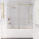 Raymore Series 60 in. x 62 in. Frameless Sliding Tub Door in Brushed Gold