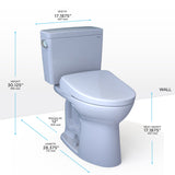 TOTO MW7764726CSFGA#01 Drake Two-Piece Elongated Universal Height Toilet and S7 Bidet Seat with Auto Flush