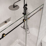 ANZZI SD-AZ13-01MBBG Madam Series 76" x 48" Frameless Sliding Shower Door in Matte Black/Brushed Gold