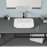 ANZZI LS-AZ910 Innovio Rectangle Glass Vessel Bathroom Sink with White Finish