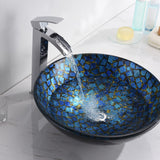 ANZZI LS-AZ198 Mosaic Series Vessel Sink in Blue/Gold Mosaic