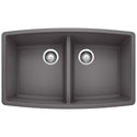 Blanco 441473 Performa SILGRANIT 33" 50/50 Double Bowl Undermount Kitchen Sink - Cinder