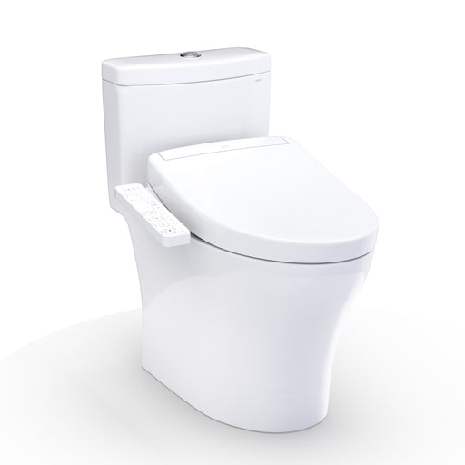 TOTO Washlet+ Aquia IV One-Piece Elongated Dual Flush 1.28 and 0.9 GPF Toilet and Washlet S2 Bidet Seat, Cotton White - MW6463346CEMFGN#01