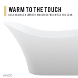 ANZZI FT-AZ8418 Tuasavi 5.6 ft. Solid Surface Center Drain Freestanding Bathtub in Matte White