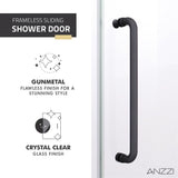 ANZZI SD-AZ8077-01GB Leon Series 48" by 76" Frameless Sliding Shower Door in Gunmetal with Handle