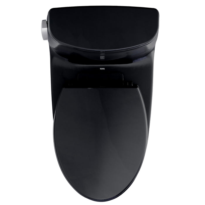 TOTO MS608114CEF#51 UltraMax One-Piece Elongated 1.28 GPF Universal Height Toilet with Seat, Ebony (Black)