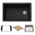 Blanco 443303 Inteos SILGRANIT 30" Single Bowl Reversible Undermount Workstation Kitchen Sink - Coal Black