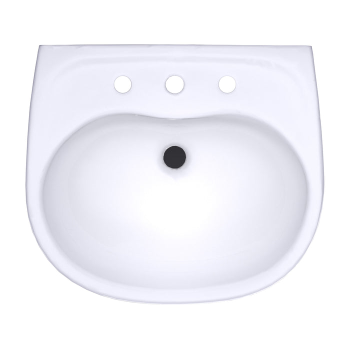 TOTO LHT241.8G#01 Supreme Oval Wall-Mount Bathroom Sink with Shroud for 8" Center Faucets, Cotton White
