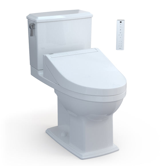 TOTO WASHLET+ Connelly Two-Piece Elongated Dual Flush 1.28 and 0.9 GPF Toilet and WASHLET C5 Bidet Seat, Cotton White - MW4943084CEMFG#01