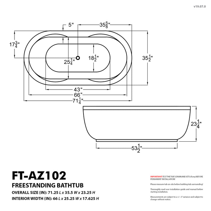 ANZZI FT-AZ102 Lori 6 ft. Whirlpool and Air Bath Tub in White