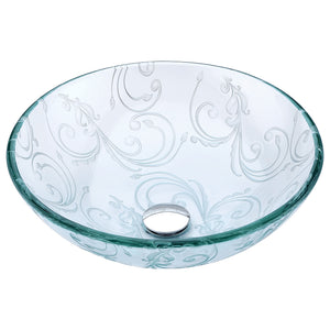 Vieno Series Vessel Sink with Pop-Up Drain in Crystal Clear Floral