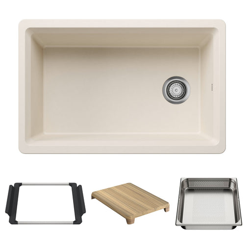 Blanco 443310 Inteos SILGRANIT 30" Single Bowl Reversible Undermount Workstation Kitchen Sink - Soft White