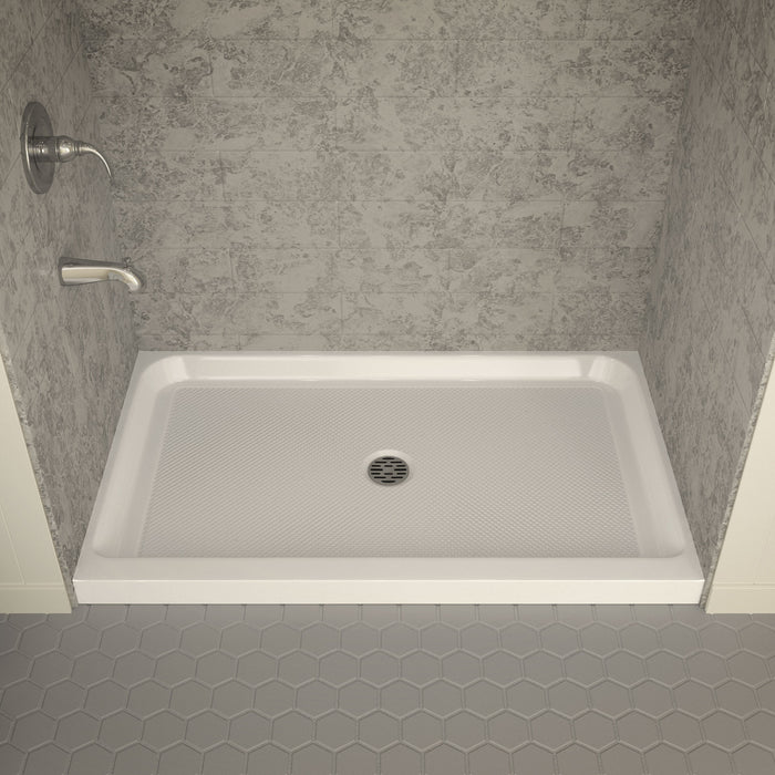 ANZZI SB-AZ04CD Tier 36 x 60" Center Drain Single Threshold Shower Base in White