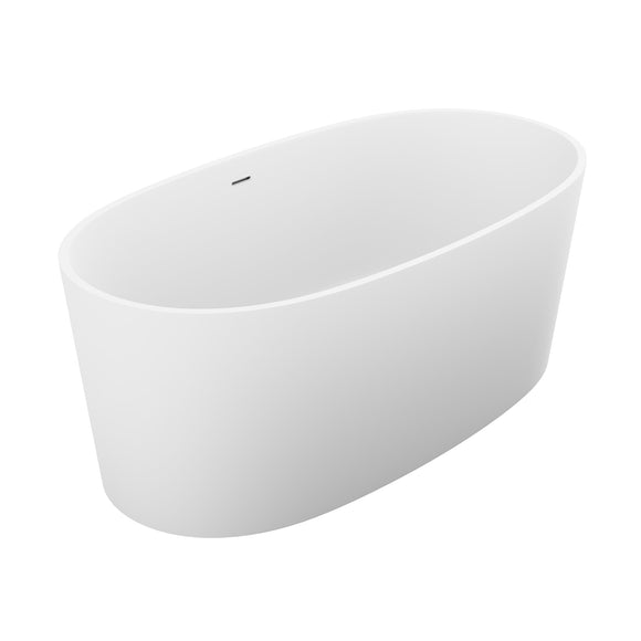 Roccia 5.1 ft. Solid Surface Center Drain Freestanding Bathtub in Matte White