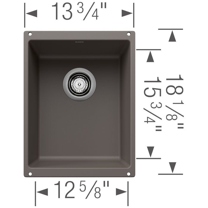 Blanco 527413 Precis SILGRANIT 13" Undermount Bar Sink - Volcano Gray