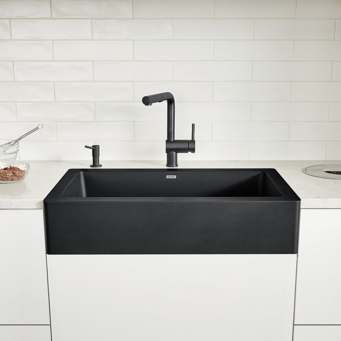 Blanco 526545 Vintera SILGRANIT 30" Single Bowl Apron-Front Farmhouse Sink - Coal Black