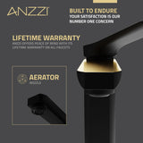 ANZZI L-AZ900MB-BG Single Handle Single Hole Bathroom Faucet With Pop-up Drain in Matte Black & Brushed Gold