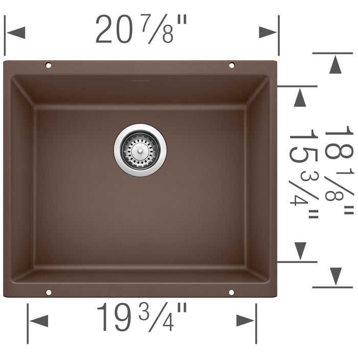 Blanco 515652 Precis SILGRANIT 21" Single Bowl Undermount Kitchen Sink - Cafe