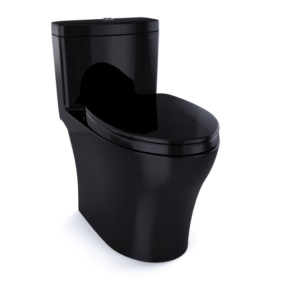 TOTO Aquia IV One-Piece Elongated Dual Flush 1.28 and 0.9 GPF Universal Height, WASHLET+ Ready Toilet, Ebony- MS646124CEMFN#51
