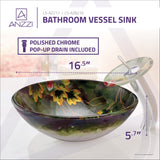 ANZZI LS-AZ217 Impasto Series Vessel Sink in Hand Painted Mural