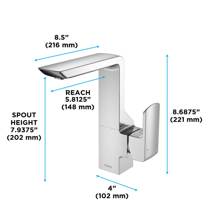 TOTO TLG02309U#CP GR Series Single Side Handle Bathroom Sink Faucet with Drain Assembly, Polished Chrome