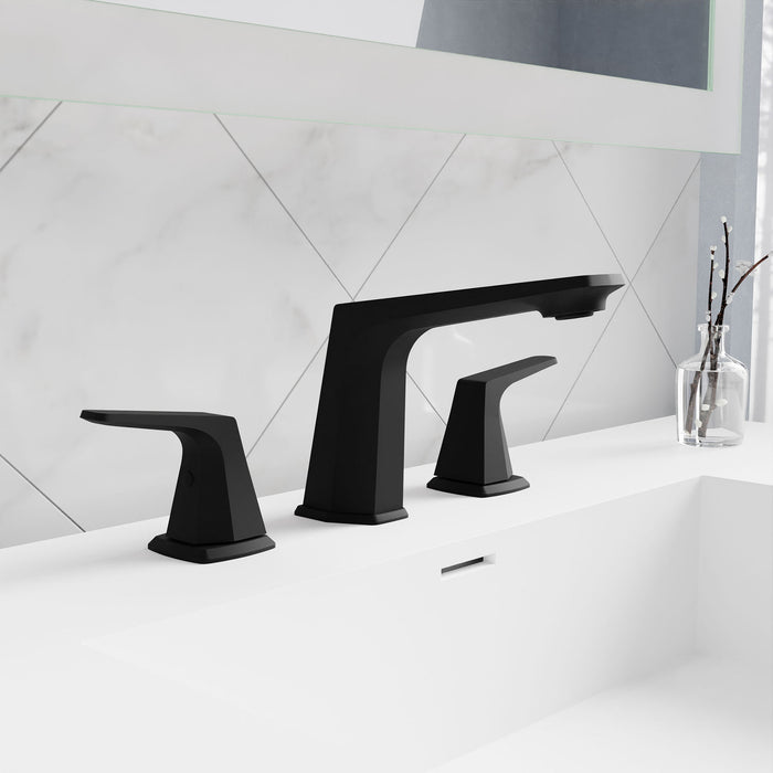 ANZZI L-AZ905MB 2-Handle 3-Hole 8" Widespread Bathroom Faucet With Pop-up Drain in Matte Black