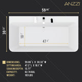 ANZZI FT-AZ114-5973CH VAULT 59" Acrylic Freestanding Bathtub in White with Deck Mount Faucet & Hand Sprayer