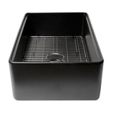 ALFI Brand ABFS3320S-BM Black Matte Workstation 33" x 20" Single Bowl Step Rim Fireclay Farm Sink