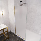 ANZZI SD-AZFL06001BGF Veil Series 74" by 34" Framed Frosted Glass Shower Screen in Brushed Gold