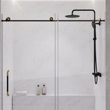 ANZZI SD-AZ13-02MBBG Madam Series 76" x 60" Frameless Sliding Shower Door in Matte Black and Gold