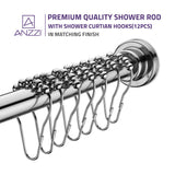 ANZZI AC-AZSR55CH 35-55 Inches Shower Curtain Rod with Shower Hooks in Polished Chrome