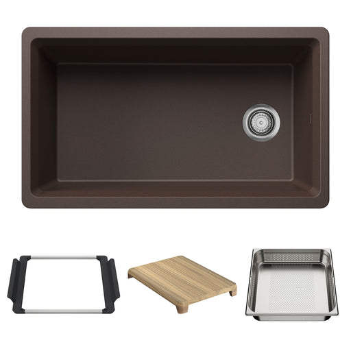 Blanco 443316 Inteos SILGRANIT 33" Single Bowl Reversible Undermount Workstation Kitchen Sink - Cafe
