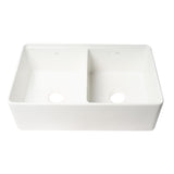 ALFI Brand ABFS3320D-W White 33" x 20" Workstation Double Bowl Step Rim Fireclay Farm Sink