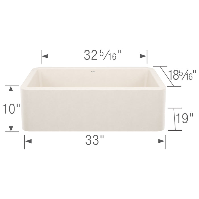 Blanco 443077 Ikon SILGRANIT 33" Single Bowl Apron-Front Farmhouse Sink - Soft White
