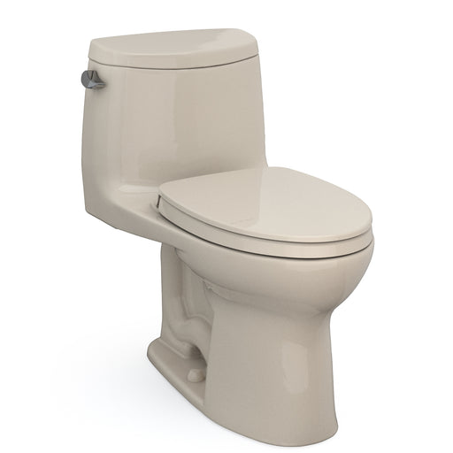 TOTO UltraMax II One-Piece Elongated 1.28 GPF Universal Height Toilet with CeFiONtect and SS124 SoftClose Seat, Washlet+ Ready, Bone - MS604124CEFG#03