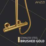 ANZZI SH-AZ101BG Heavy Rainfall Stainless Steel Shower Bar with Hand Sprayer in Brushed Gold