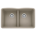 Blanco 441286 Diamond SILGRANIT 32" 50/50 Double Bowl Undermount Kitchen Sink - Truffle