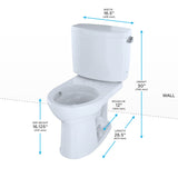 TOTO CST453CEFRG#01 Drake II Two-Piece Round 1.28 GPF Universal Height Toilet with Right-Hand Trip Lever, Cotton White