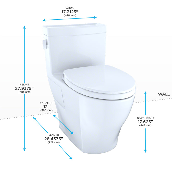 TOTO MS624124CEFG#03 TOTO Legato Washlet+ One-Piece Elongated Universal Height Skirted Toilet, Bone
