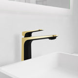 ANZZI L-AZ904MB-BG Single Handle Bathroom Sink Faucet with Pop-up Drain in Matte Black & Brushed Gold